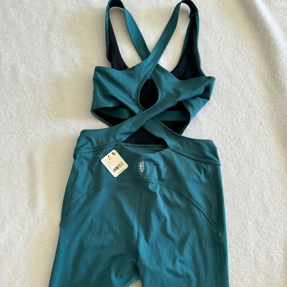Free People Movement Back It Up One-piece Jumpsuit Pacific Green Size S - Picture 7 of 9